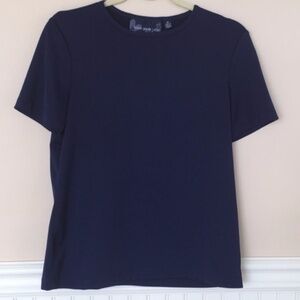 Susan Graver Navy Blue Short Sleeved Tee